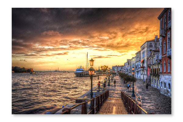 Beautiful Sunset in The Sea Shore of A Mediterranean Sea, Venice 16x24 Wall Art Fabric Panel Without Frame