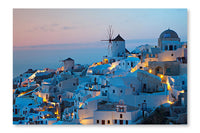 Santorini Island in Greece During Sunset 24 po x 36 po : Oeuvre d’art murale en panneau de tissu sans cadre