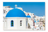 Blue Domes in Oia - Santorini 28 po x 42 po : Oeuvre d’art murale en panneau de tissu sans cadre