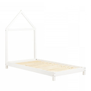 Sweedi Lit avec tête de lit maison Simple - Blanc solide