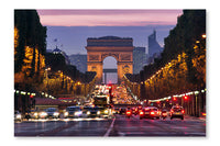 Paris, Champs-elysees At Night 28 po x 42 po : Oeuvre d’art murale en panneau de tissu sans cadre