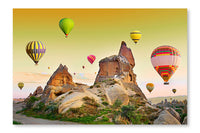 Hot Air Balloons in Cappadocia 24 po x 36 po : Oeuvre d’art murale en panneau de tissu sans cadre