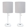 Ensemble 2 lampes Limelights grises avec pied mince blanc et prise de recharge