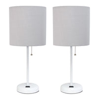 Ensemble 2 lampes Limelights grises avec pied mince blanc et prise de recharge