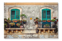Beautiful Vintage Balcony 16 po x 24 po : Oeuvre d’art murale en panneau de tissu sans cadre