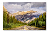 Scenic View of The Road on Icefields Parkway 24 po x 36 po : Oeuvre d’art murale en panneau de tissu sans cadre