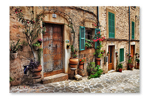  Charming Streets Of Old Mediterranean Towns 28 po x 42 po : Cadre d'art mural et panneau de tissu