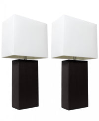 Ensemble 2 lampes de table moderne Elegant Designs en cuir noir