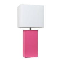 Lampe de table moderne Elegant Designs en cuir, rose vif