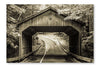  Covered Bridge 24 po x 36 po : Cadre d'art mural et panneau de tissu