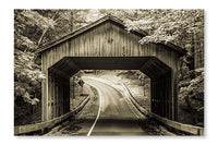  Covered Bridge 24 po x 36 po : Cadre d'art mural et panneau de tissu