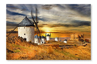 Windmils of Spain, Castilla La Mancha 16 po x 24 po : Oeuvre d’art murale en panneau de tissu sans cadre