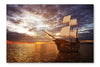  Ancient Ship In The Sea 28 po x 42 po : Cadre d'art mural et panneau de tissu