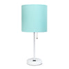 Lampe de table Limelights turquoise avec pied mince blanc et prise de recharge