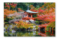 Early Autumn At Daigoji Temple 24 po x 36 po : Oeuvre d’art murale en panneau de tissu sans cadre