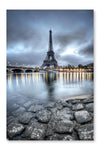 View of Paris By Night - France 28 po x 42 po : Oeuvre d’art murale en panneau de tissu sans cadre