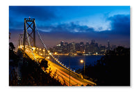 Bay Bridge and San Francisco 24 po x 36 po : Oeuvre d’art murale en panneau de tissu sans cadre