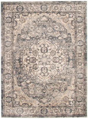 Carpette Octavian Tabriz bleu-ivoire - 5 pi 3 pox 7 pi 3 po