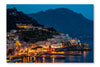 Amalfi City At Night 24 po x 36 po : Oeuvre d’art murale en panneau de tissu sans cadre