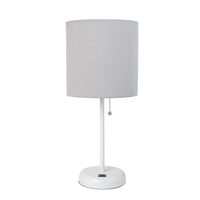 Lampe de table Limelights grise et blanche avec pied mince et port de recharge USB