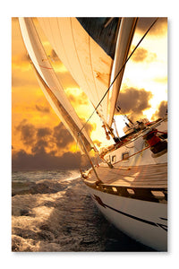  Sailboat Crop During The Regatta 16 po x 24 po : Cadre d'art mural et panneau de tissu