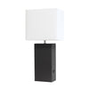 Lampe de table moderne Elegant Designs en cuir avec USB, noire