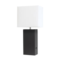 Lampe de table moderne Elegant Designs en cuir avec USB, noire