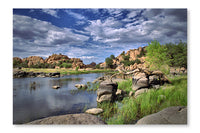  Watson Lake Shore 28 po x 42 po : Cadre d'art mural et panneau de tissu