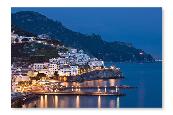 Amalfi At Night, Italy 16x24 Wall Art Fabric Panel Without Frame