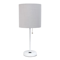 Lampe de table Limelights grise avec pied mince et prise de recharge