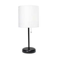 Lampe de table Limelights blanche avec pied mince noir et port de recharge USB