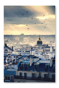 Paris Cityscape Taken From Montmartre 16 po x 24 po : Oeuvre d’art murale en panneau de tissu sans cadre