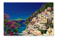  Town Of Positano, Italy 28 po x 42 po : Cadre d'art mural et panneau de tissu
