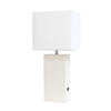 Lampe de table moderne Elegant Designs en cuir avec USB, blanche