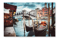  Rialto Bridge View 16 po x 24 po : Cadre d'art mural et panneau de tissu