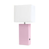 Lampe de table moderne Elegant Designs en cuir avec USB, rose tendre