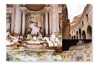  Collage Of Trevi Fountain 28 po x 42 po : Cadre d'art mural et panneau de tissu