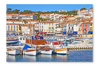 Port of Cassis, South of France 16 po x 24 po : Oeuvre d’art murale en panneau de tissu sans cadre