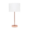 Lampe de table blanche Simple Designs avec pied mince or rose