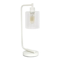 Lampe de bureau/de travail Bronson de type lanterne Simple Designs industrielle en fer style antique, blanche