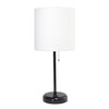 Lampe de table Limelights blanche avec pied mince noir et prise de recharge