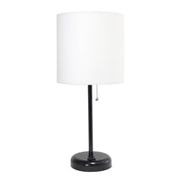 Lampe de table Limelights blanche avec pied mince noir et prise de recharge