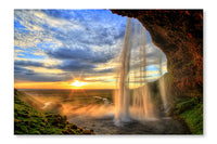 Seljalandfoss Waterfall At Sunset 16 po x 24 po : Oeuvre d’art murale en panneau de tissu sans cadre