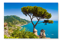  Amalfi Coast 28 po x 42 po : Cadre d'art mural et panneau de tissu