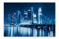  Singapore 28 po x 42 po : Cadre d'art mural et panneau de tissu