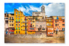 Girona - Pictorial City of Catalonia, Spain 24 po x 36 po : Oeuvre d’art murale en panneau de tissu sans cadre