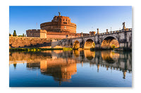  Castel Sant Angelo, Rome, Italy 28 po x 42 po : Cadre d'art mural et panneau de tissu