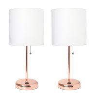 Lampe de table Limelights rose dorÃ© avec port de recharge USB et abat-jour en tissu, ensemble de 2