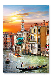 Venice Building 16 po x 24 po : Oeuvre d’art murale en panneau de tissu sans cadre