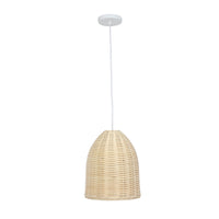 Luminaire suspendu Elegant Designs dôme allongé en rotin de style côtier, naturel